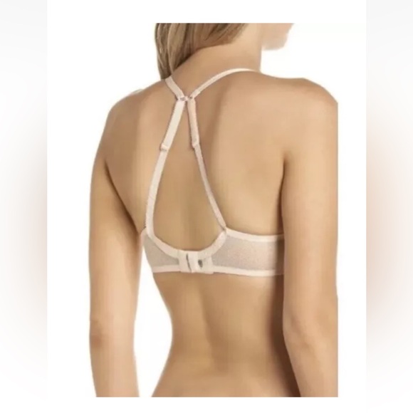 Simone Perele Bra 32B Promesse 3D Spacer Plunge 12H316 Petal Peach Nude Lace New - Picture 12 of 14